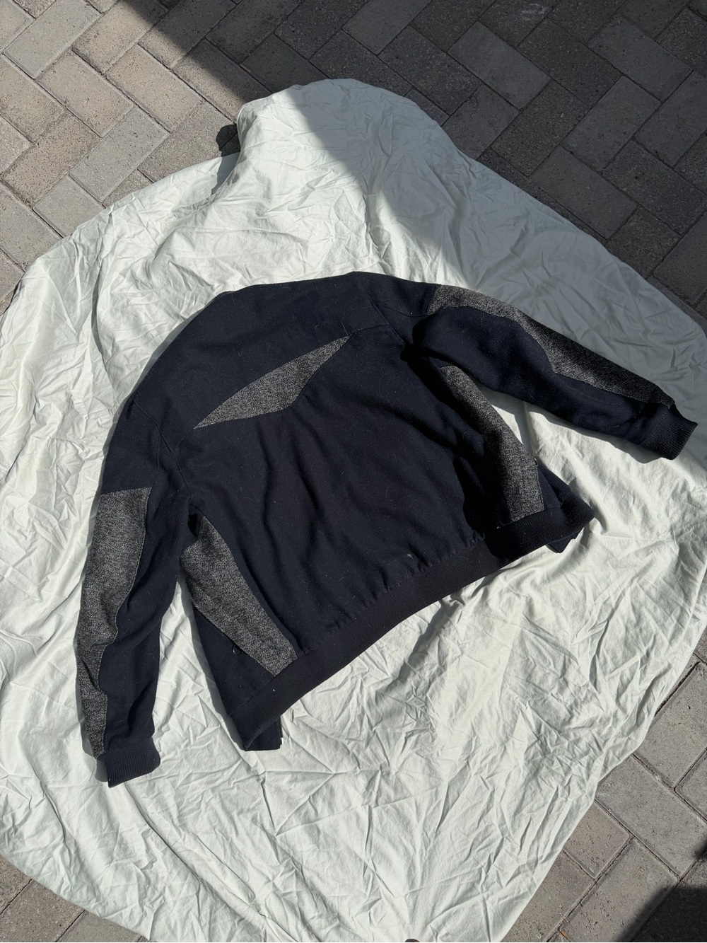 Men's Navy and Charcoal Colorblock Bomber